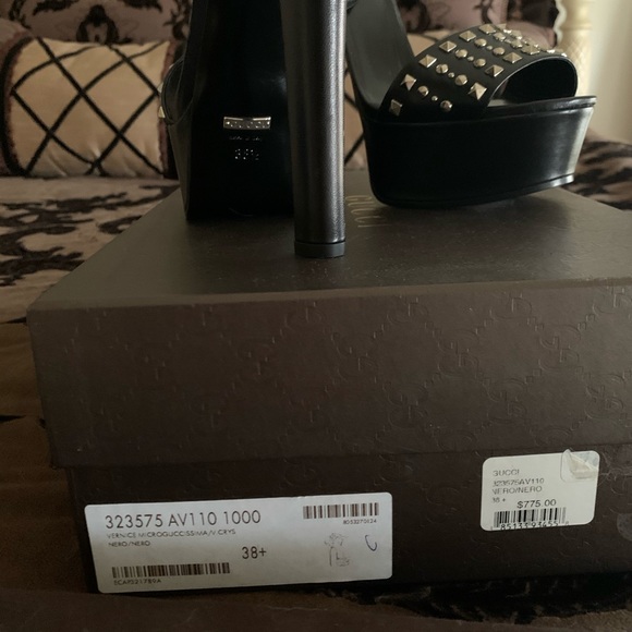 Gucci Shoes heels Black studs ankle strap Authentic  New $775 - Picture 2 of 7